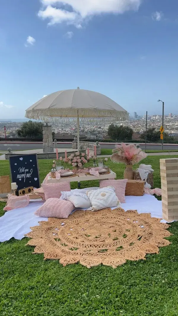 Blush boho luxury picnic