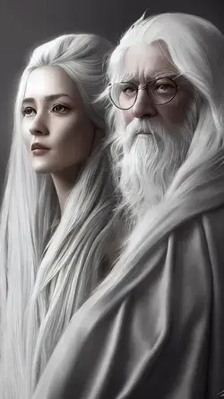 God and goddess, white hair, long hair, gorgeous