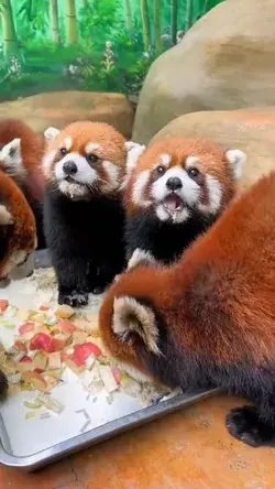 These red pandas love to eat apples