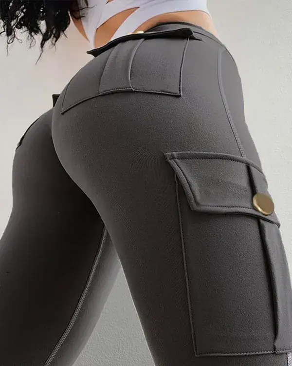 Solid Butt Lifting High Waist Sporty Leggings - gray / S(4)