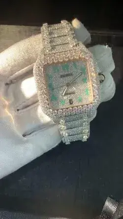 cartier santos vvs moissanite diamond iced out customized hip hop jewelry watch