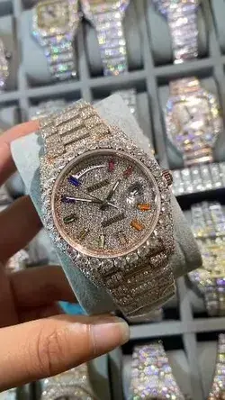 rolex daydate vvs moissanite diamond iced out watch