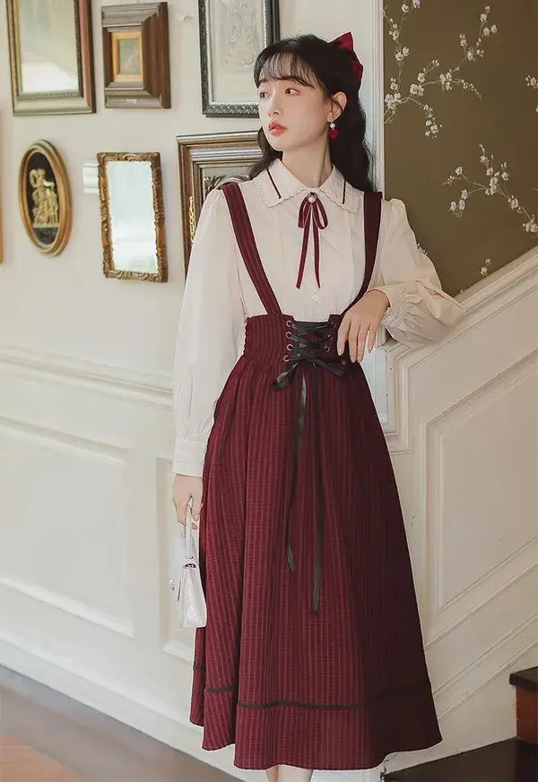 Vintage European Maiden Lolita Blouse and Skirt Set