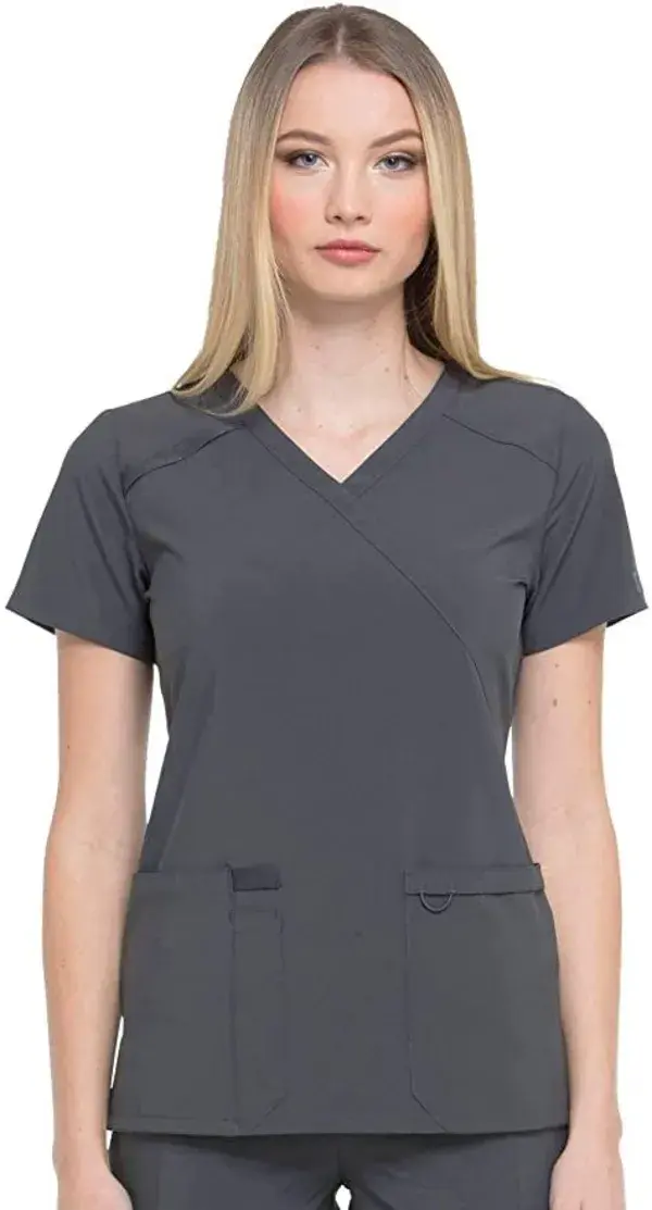 Amazon.com: Dickies EDS Essentials, Mock Wrap Top Scrubs for Women with Four-Way Stretch and Moisture Wicking DK625: Clothing, Shoes &amp; Jewelry