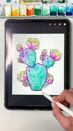 Opuntia Cactus Sticker Painting Process!