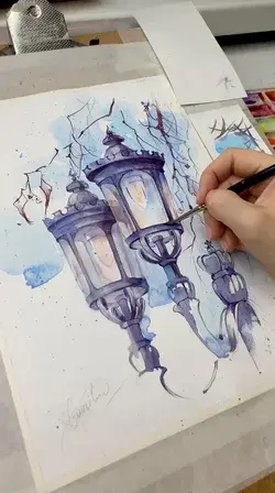 The original watercolor drawing The lanterns in London city | Etsy