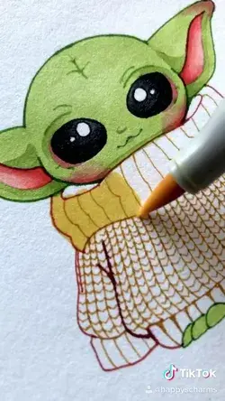 Baby Yoda in Fall sweater fan art