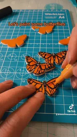 Painting clay monarch butterflies