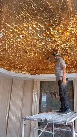 Golden Ceiling and wall with golden leave ✨️⁠