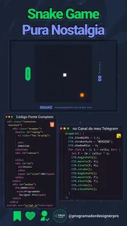 Jogo Snake Game usando HTML, CSS e JavaScript