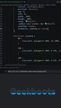 How to Create Water Loading Effect Inside Text using Pure HTML CSS