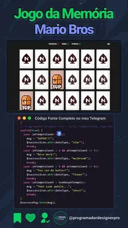 👉 Jogo da memória do Mario Bros usando HTML, CSS e javascript 😍