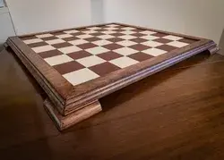 Made to order Chessboard finished in leather, with matching oak trim, 2.75"(70mm) squares. BOARD ONL
