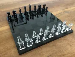 Handmade Elegant Chess Set, Black and White Chess Set, Handmade Personalized Chess Set, Classic Chess Set, Acrylic Chess Board and Figures