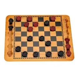 We Games Solid Wood Checkers Set - Red & Black Traditional Style with Grooves for Wooden Pieces, Size:1