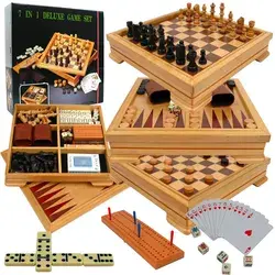 Toy Time 7-in-1 Deluxe Wood Board Game Set | Michaels®