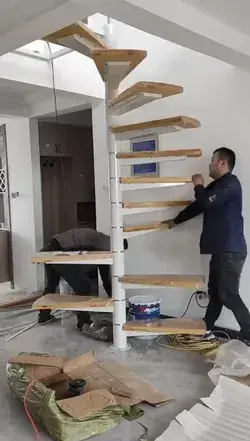 DIY staircase installation, loft decoration