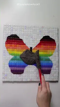 Rainbow Tile Mosaic Butterfly