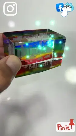 Miami Hologram Crystal Cube Glass