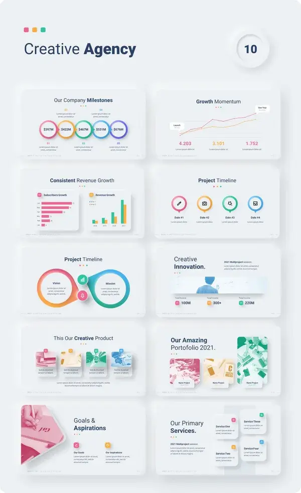 2021 Neumorphic Premium PowerPoint Presentation Template, Presentation Templates