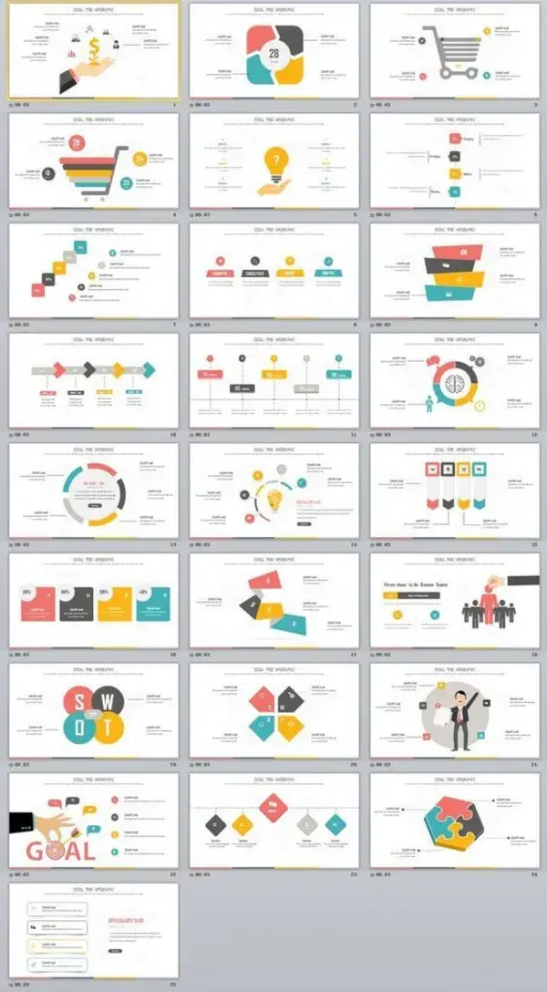 multicolor swot infographics charts PowerPoint Template