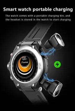 T92 SMART WATCH BRACELET 2 IN 1 TWS WIRELESS EARBUDS 1.28INCH HEART RATE BLOOD PRESSURE SPORTS WATER