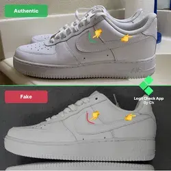 Step 3: Fake vs real Nike AF1 Swoosh logo