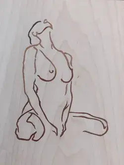 Original Body Printmaking by Dusan Rakic | Abstract Art on Wood | Woman - marquetry variations 1 - Limited Edition of 3