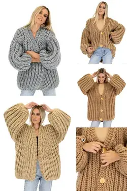 Oversized, Long Balloon Cardigan with or without buttons