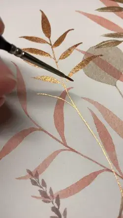 Metallic modern botanical painting