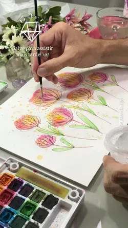 ⭐️ Técnica de aquarela e nanquim em flores amarela e rosa ✨ - YouTube