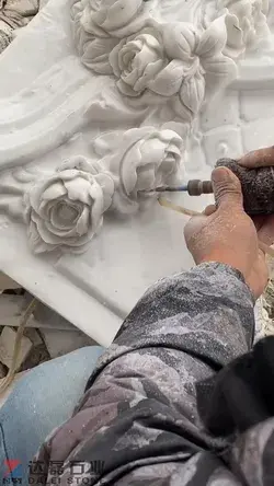 White Marble Handmade Flower Carved White Marble Artwork