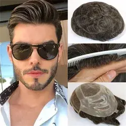 4 holes french lace with PU base Toupee hairpice