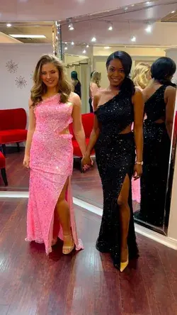 One Shoulder Sequin Prom Dresses