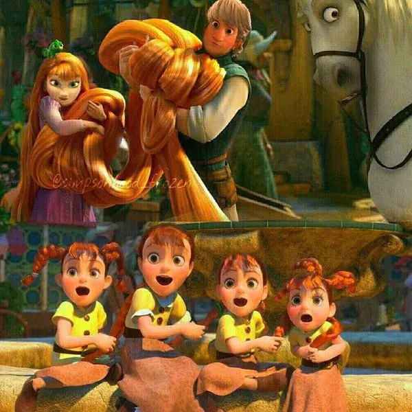 Anna as Rapunzel and Kristoff as Flynn Rider from Disney