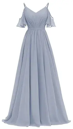 ChongXiao V-Neck Chiffon Bridesmaid Dresses with Sleeves 2022 Long A-line Formal Party Dress for Women CX57
