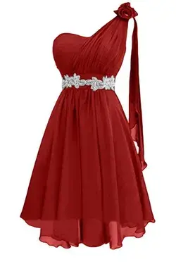 Damen Chiffon Kurz Eine-Schulter Schleife Blume Abendkleider Cocktailkleider Partykleider FBA33234 (221804) : Amazon.de: Fashion