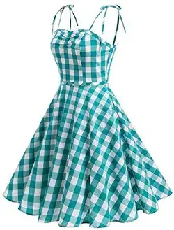 Wedtrend Women&#39;s Vintage Cocktail Dress Plaids A-line Spaghetti Summer Dress WTP20006RedPlaidsS at Amazon Women’s Clothing store