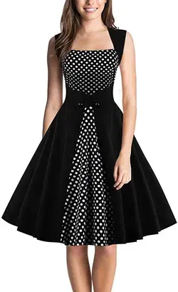 DealBang Women’s Retro 1950s Classy Polka Dot Rockabilly Vintage Tea Dress S-5XL (S, Black) : Amazon.ca: Clothing, Shoes &amp; Accessories