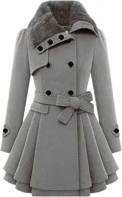 Women's Winter Warm Coat Plain Thermal Trench Outwear Double Breasted Woolen  Coat Lapel  Outwear 