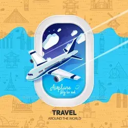 The Airplane with a View from the Window , Vectors | GraphicRiver