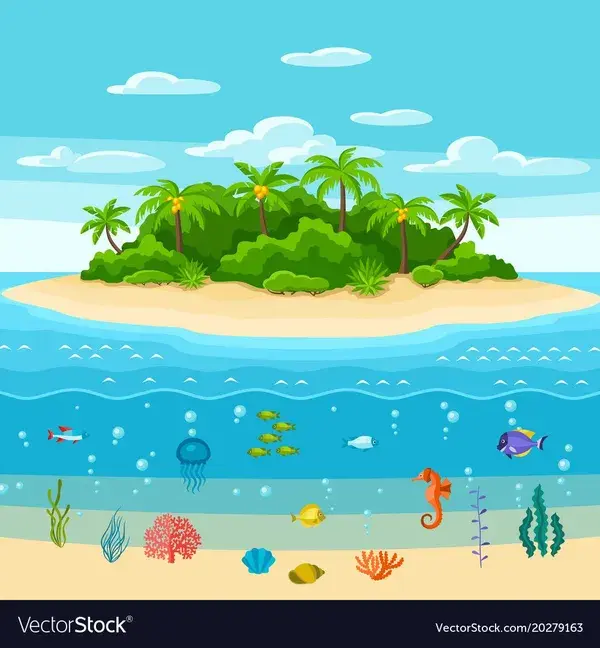 Tropical island in ocean Royalty Free Vector Image