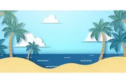 Paper art resort beach background