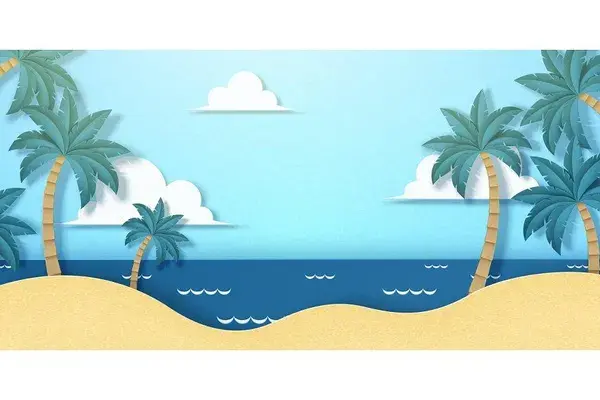 Paper art resort beach background