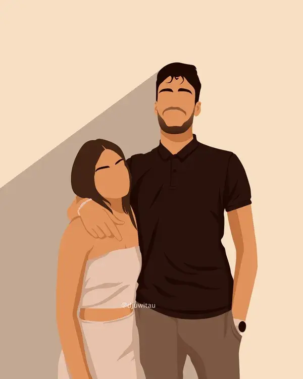 Faceless Minimalist Custom Couple Portrait