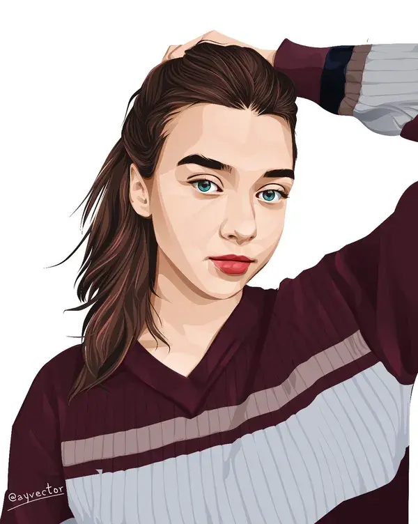 Cute girl in vector art