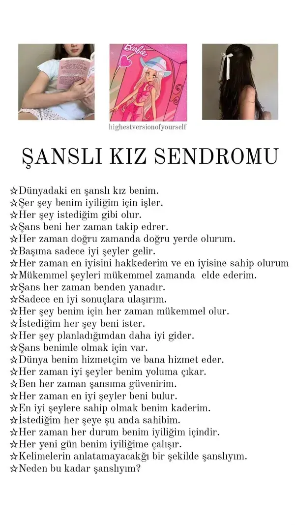 Şanslı kız sendromu olumlamalar