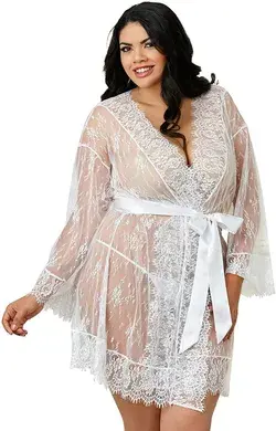 Dreamgirl
Dreamgirl Women's Plus Size Lace Kimono Robe