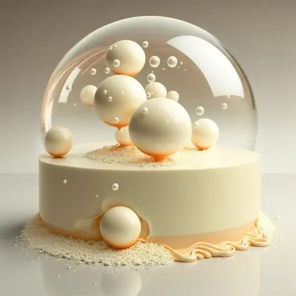 Sugar dome cake, cream, spheres, inspiration