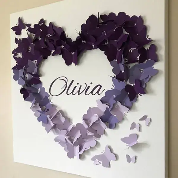 Personalized Purple Ombre Name Butterfly Wall Art exclusively from Butterfly+Baby. Chose your size!… | Butterfly wall art diy, Wall art diy paint, Flower shadow box